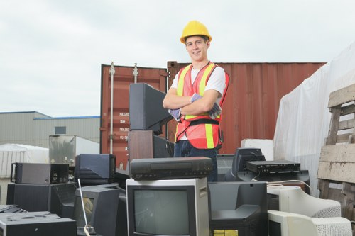 Waste and reusable items sorted during a London property clearance